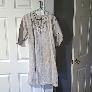 Antique vintage heavy flax linen dress French 1800s 1900s farmhouse chemise